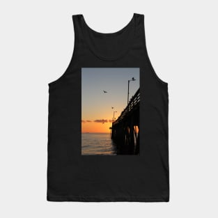 Virginia Beach Pier with flying Seagulls at Sunrise Tank Top